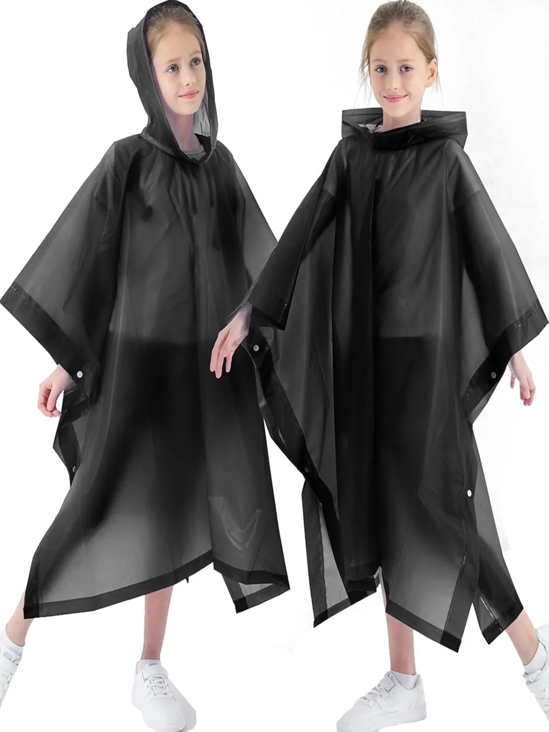2 Pack Raincoats for Kids, Borogo Kids Rain Jacket Reusable Emergency Rain Ponchos with with Big Hood Rain Coats for Boys and Girls