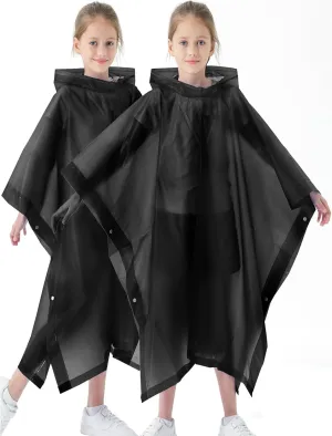 2 Pack Raincoats for Kids, Borogo Kids Rain Jacket Reusable Emergency Rain Ponchos with with Big Hood Rain Coats for Boys and Girls