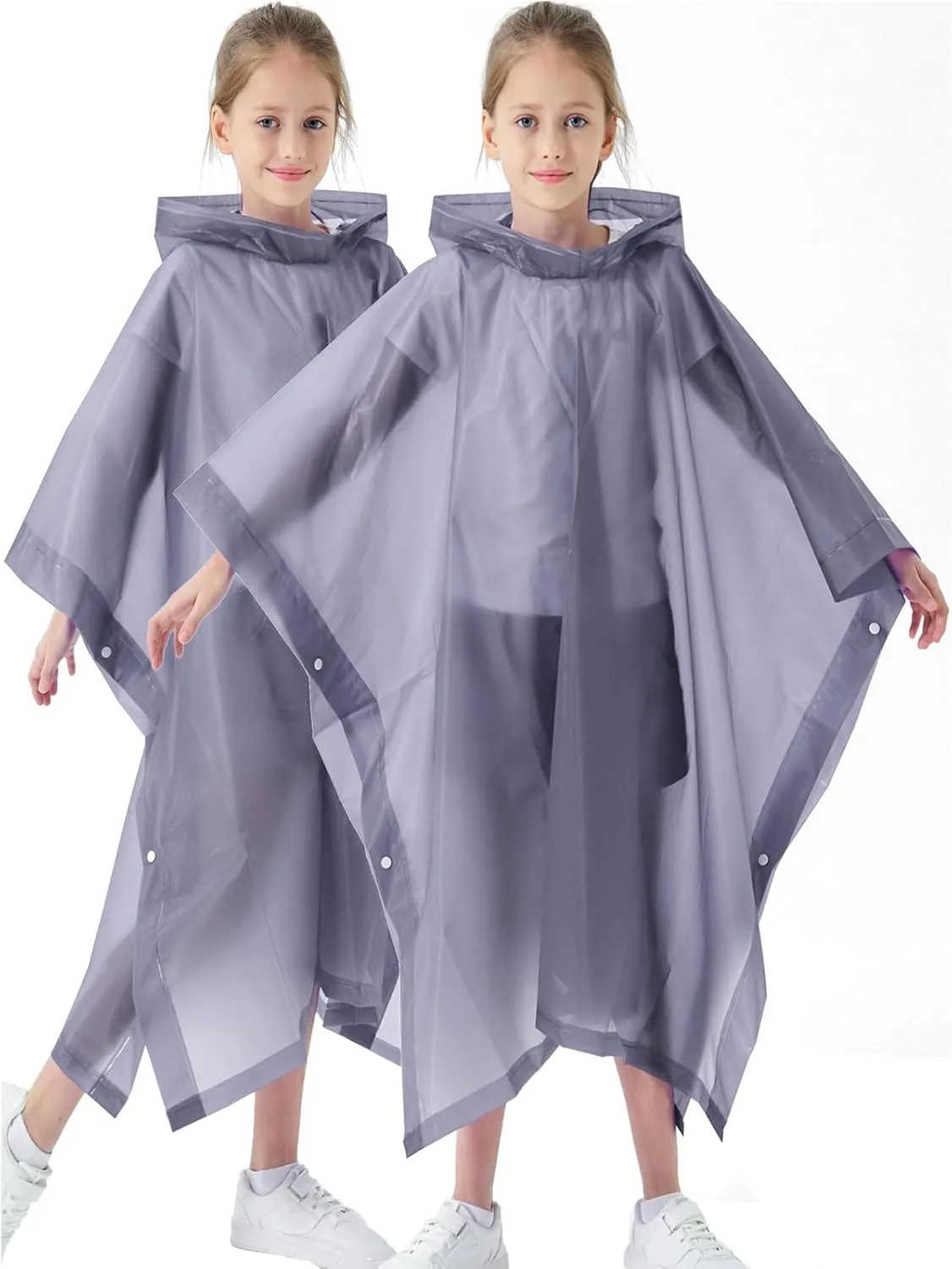 2 Pack Raincoats for Kids, Borogo Kids Rain Jacket Reusable Emergency Rain Ponchos with with Big Hood Rain Coats for Boys and Girls