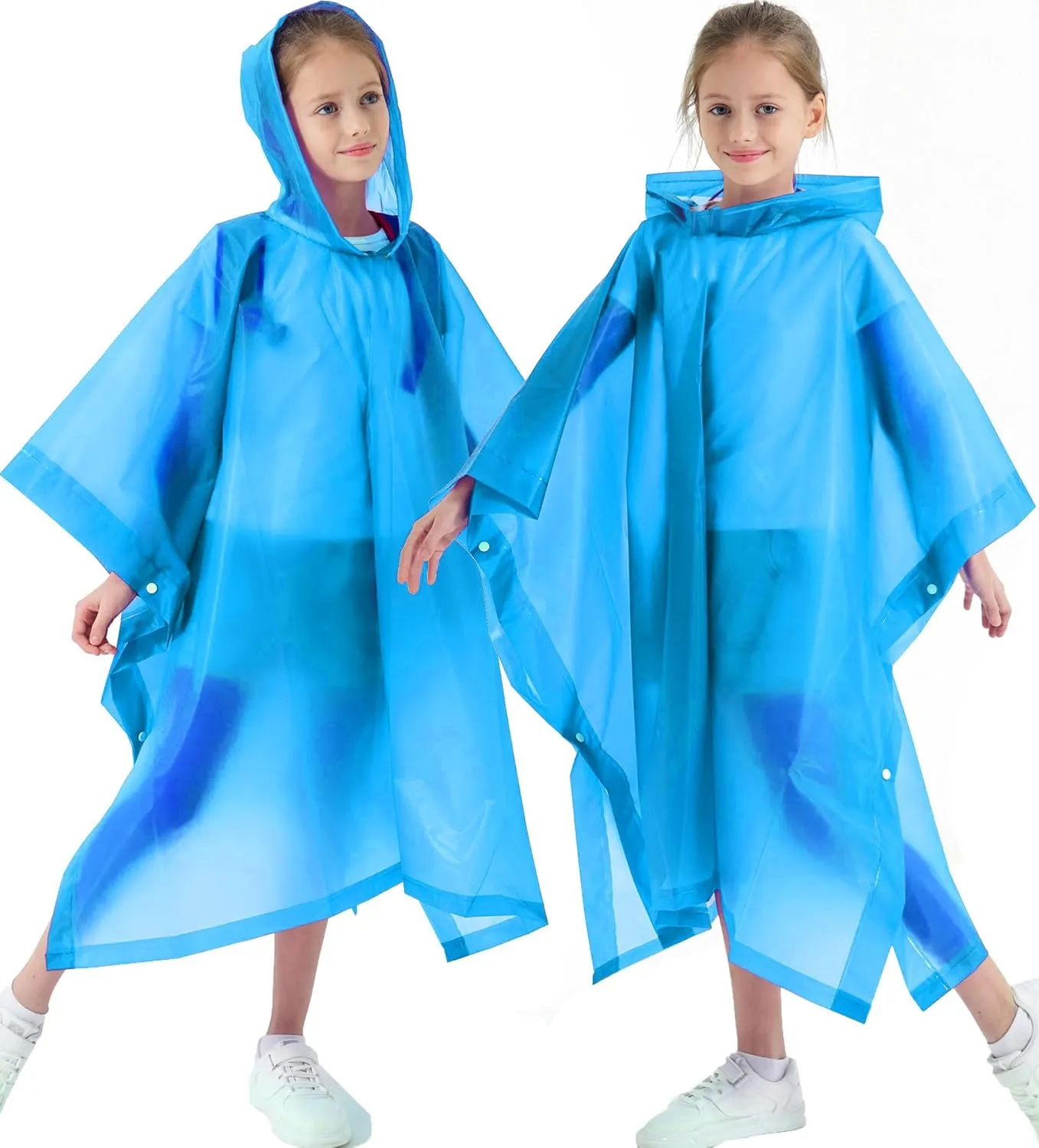 2 Pack Raincoats for Kids, Borogo Kids Rain Jacket Reusable Emergency Rain Ponchos with with Big Hood Rain Coats for Boys and Girls