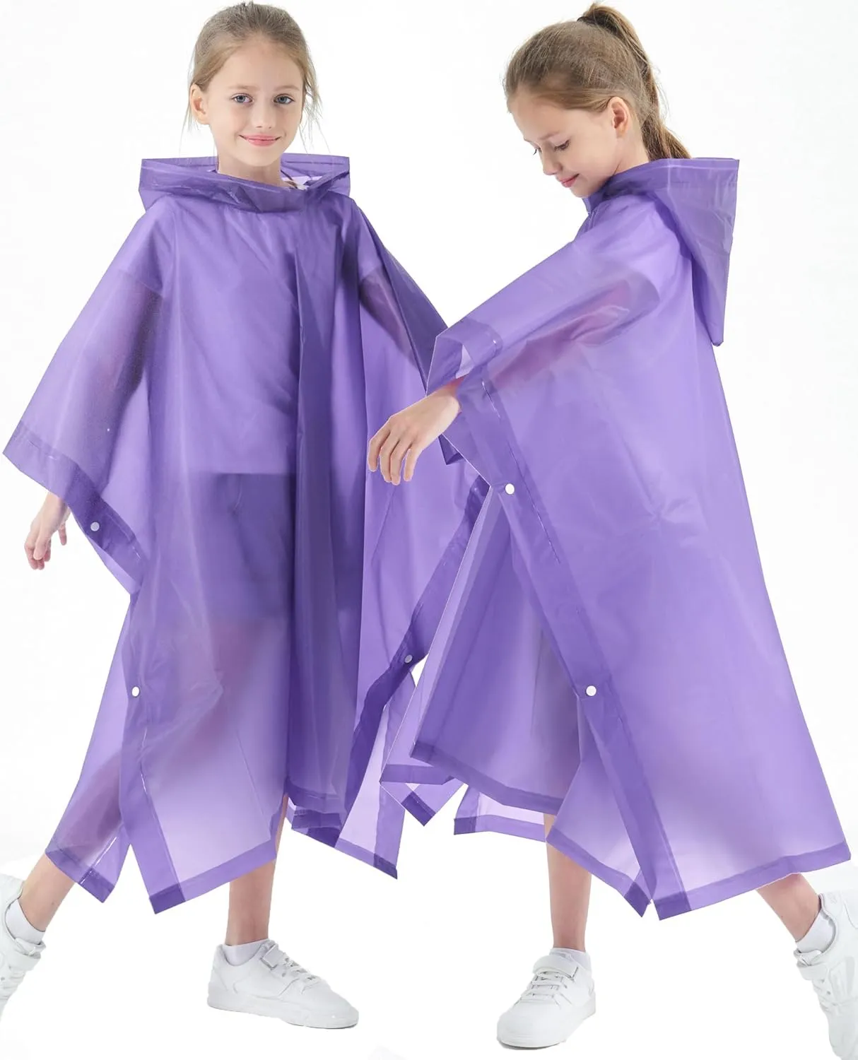 2 Pack Raincoats for Kids, Borogo Kids Rain Jacket Reusable Emergency Rain Ponchos with with Big Hood Rain Coats for Boys and Girls