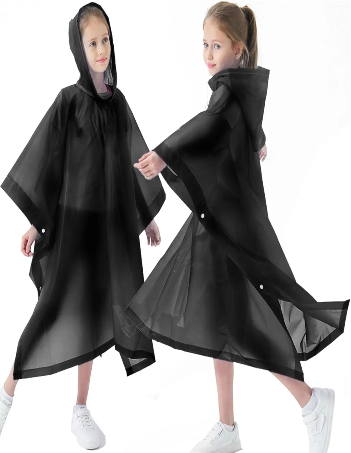 2 Pack Raincoats for Kids, Borogo Kids Rain Jacket Reusable Emergency Rain Ponchos with with Big Hood Rain Coats for Boys and Girls