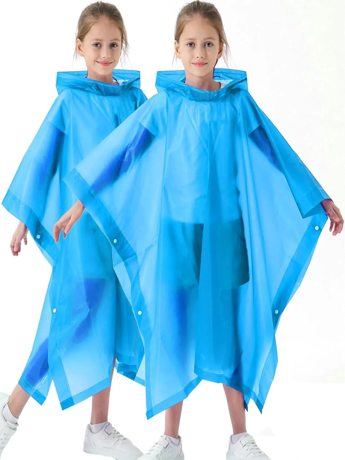 2 Pack Raincoats for Kids, Borogo Kids Rain Jacket Reusable Emergency Rain Ponchos with with Big Hood Rain Coats for Boys and Girls