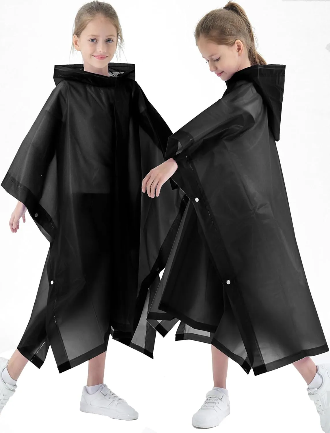 2 Pack Raincoats for Kids, Borogo Kids Rain Jacket Reusable Emergency Rain Ponchos with with Big Hood Rain Coats for Boys and Girls