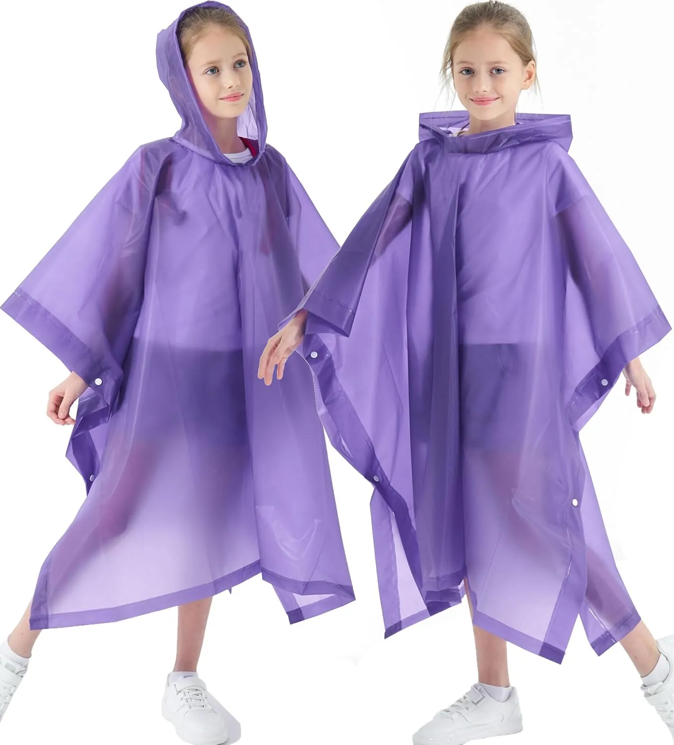 2 Pack Raincoats for Kids, Borogo Kids Rain Jacket Reusable Emergency Rain Ponchos with with Big Hood Rain Coats for Boys and Girls
