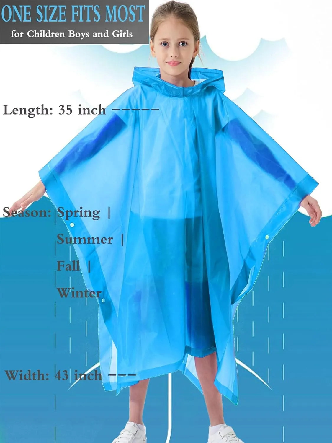 2 Pack Raincoats for Kids, Borogo Kids Rain Jacket Reusable Emergency Rain Ponchos with with Big Hood Rain Coats for Boys and Girls