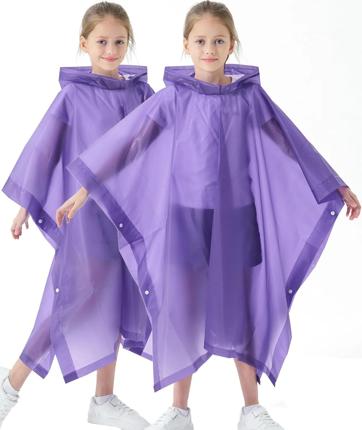 2 Pack Raincoats for Kids, Borogo Kids Rain Jacket Reusable Emergency Rain Ponchos with with Big Hood Rain Coats for Boys and Girls