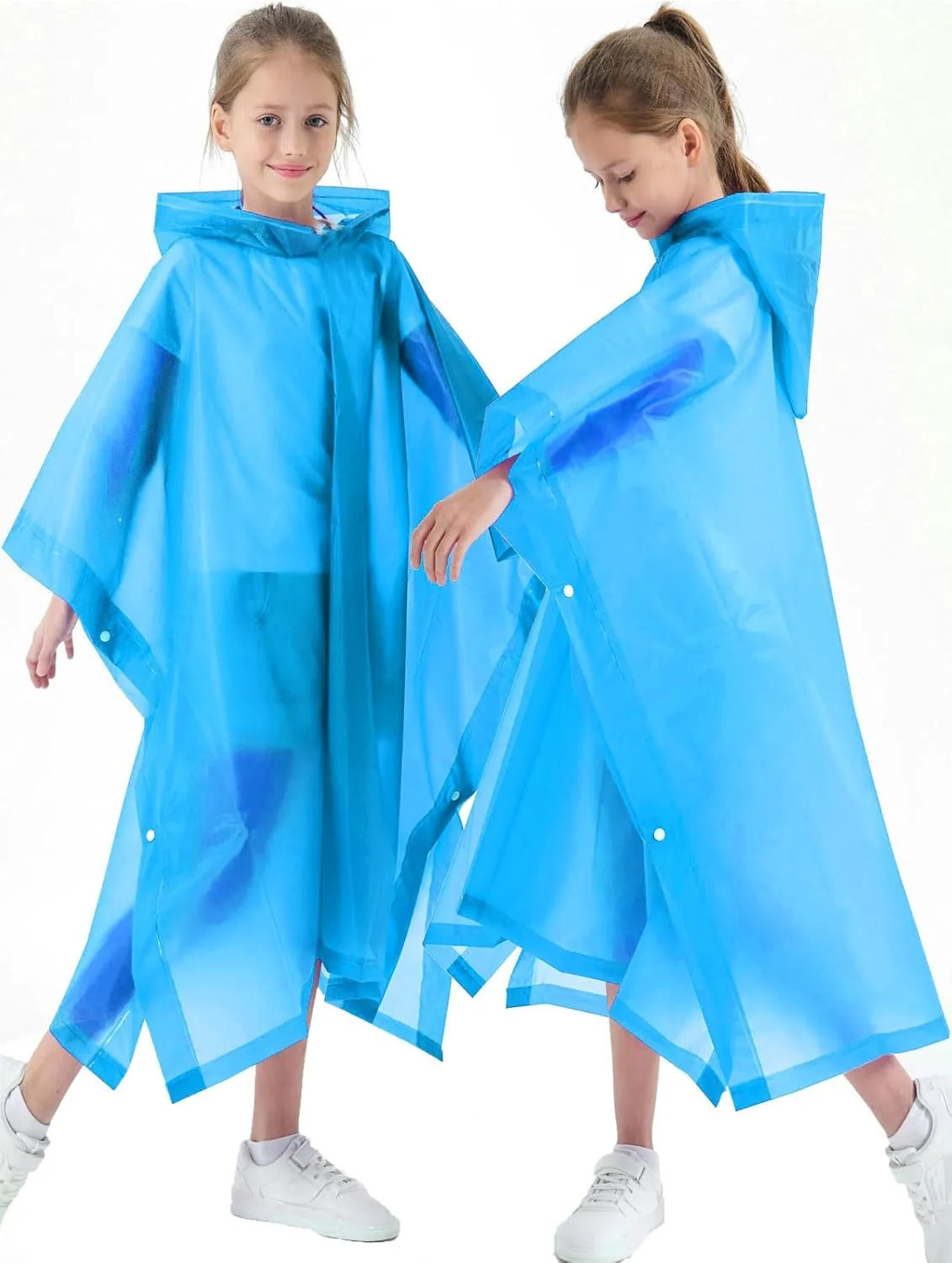 2 Pack Raincoats for Kids, Borogo Kids Rain Jacket Reusable Emergency Rain Ponchos with with Big Hood Rain Coats for Boys and Girls