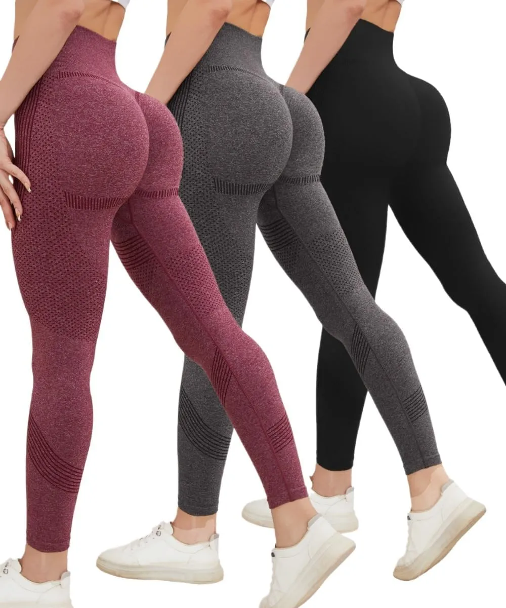 3 Pack - Women's Tight Butt Lifting Seamless Leggings Butt Lifting High Waist Fitness Yoga Pants Trouser