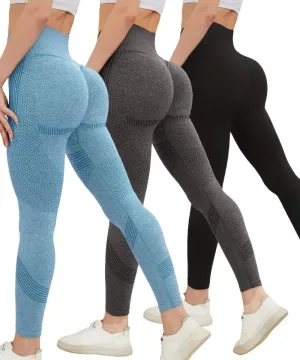 3 Pack - Women's Tight Butt Lifting Seamless Leggings Butt Lifting High Waist Fitness Yoga Pants Trouser