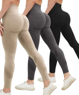 3 Pack - Women's Tight Butt Lifting Seamless Leggings Butt Lifting High Waist Fitness Yoga Pants Trouser