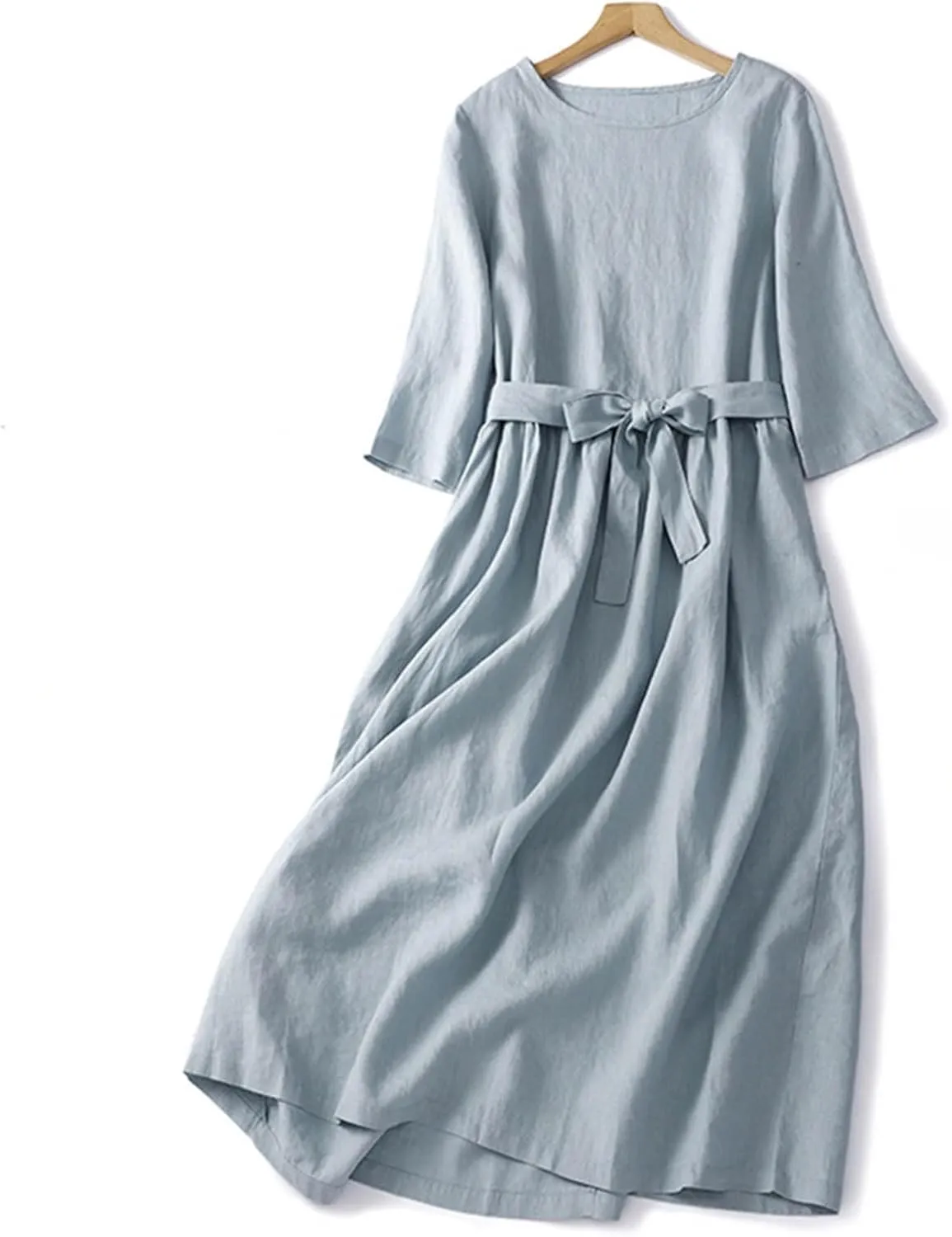 3/4 Sleeve Dresses for Women 2025 Vacation Cotton Linen Maxi Button Sundress Plus Size A Line Dress Trendy Maxi Dress