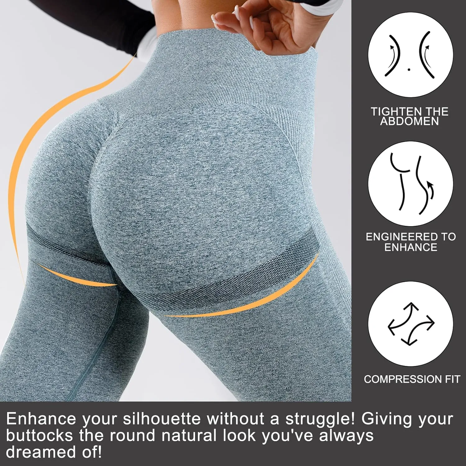 4 Pack Women Butt Lifting Workout Leggings, High Waist Seamless Gym Legging Yoga Scrunch Pants