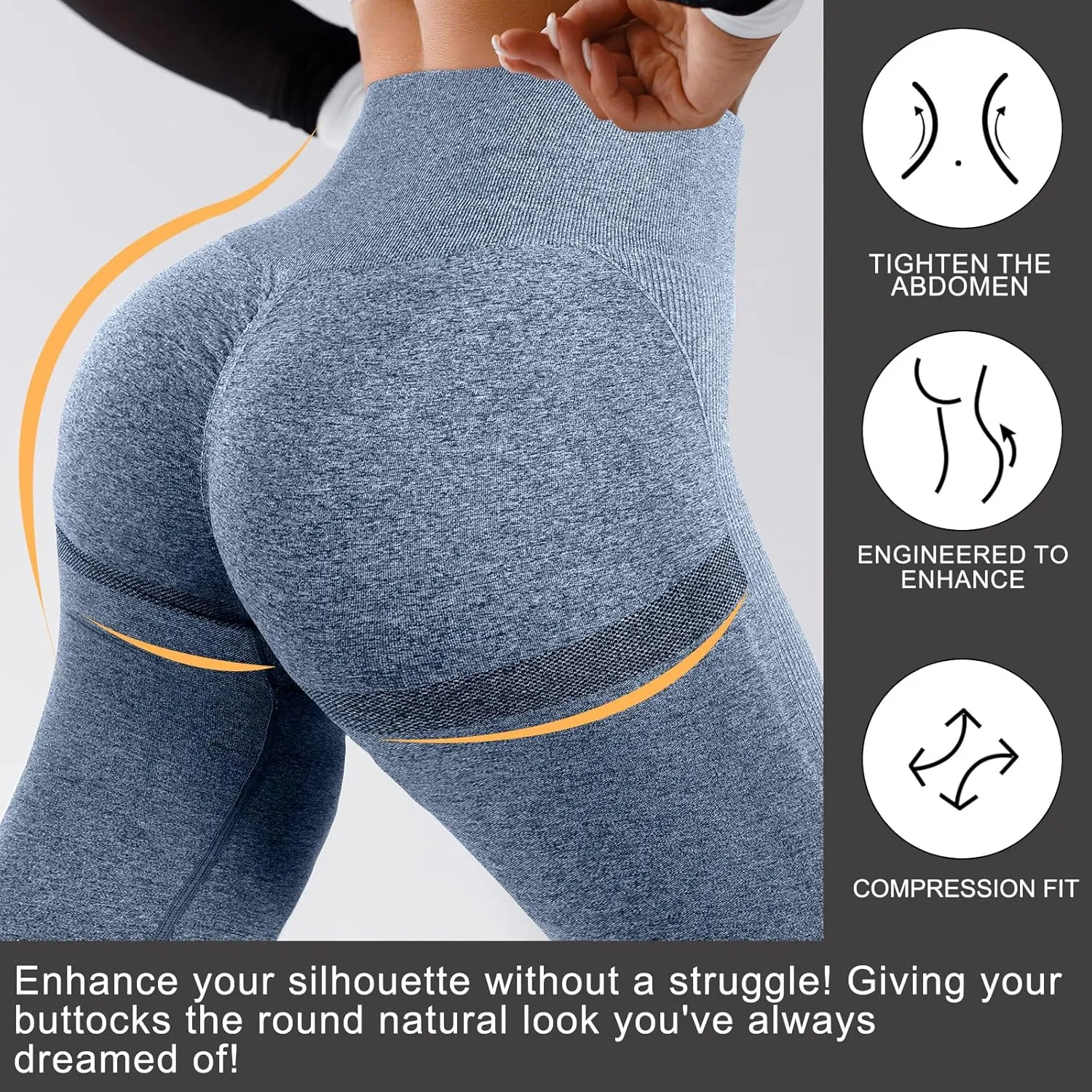 4 Pack Women Butt Lifting Workout Leggings, High Waist Seamless Gym Legging Yoga Scrunch Pants