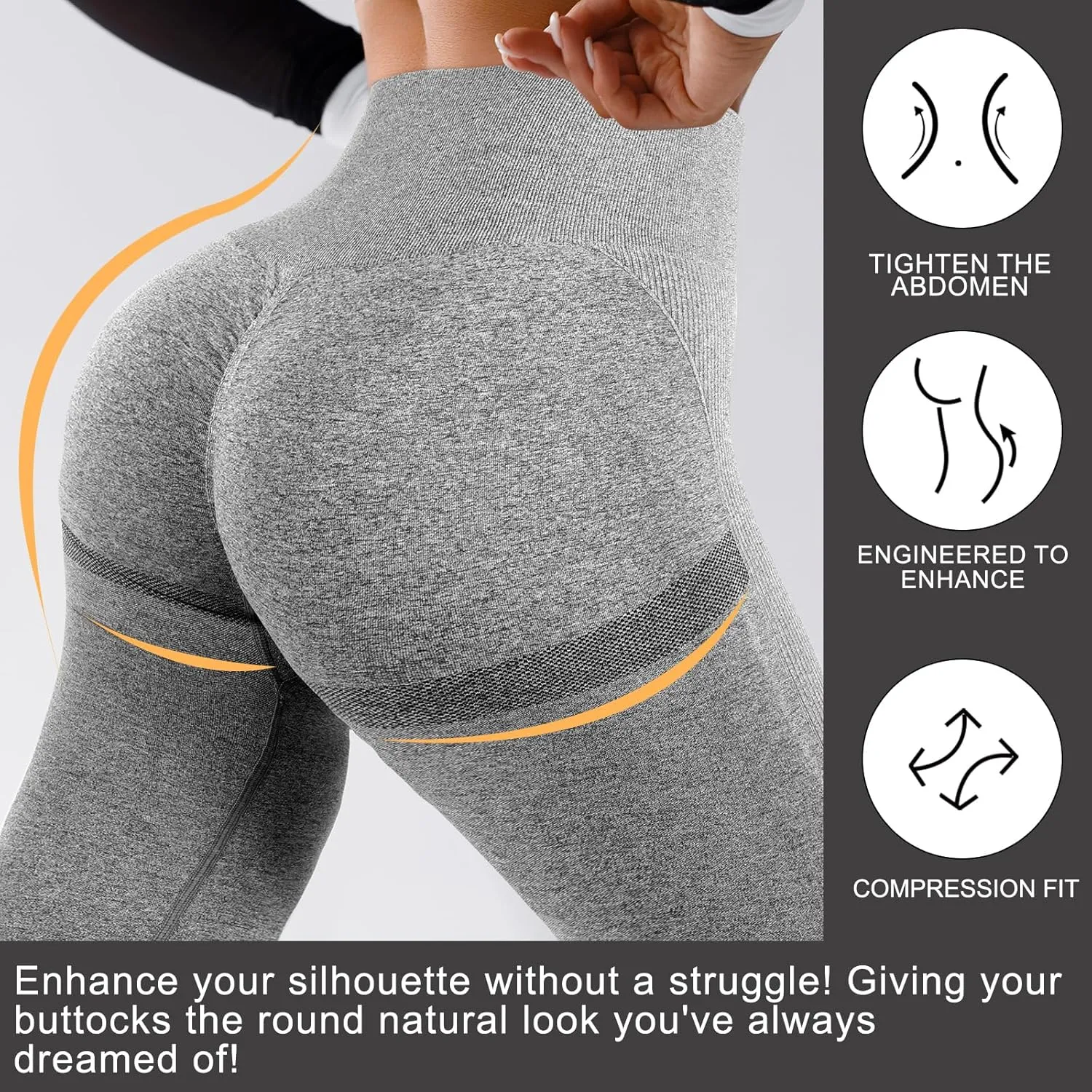4 Pack Women Butt Lifting Workout Leggings, High Waist Seamless Gym Legging Yoga Scrunch Pants