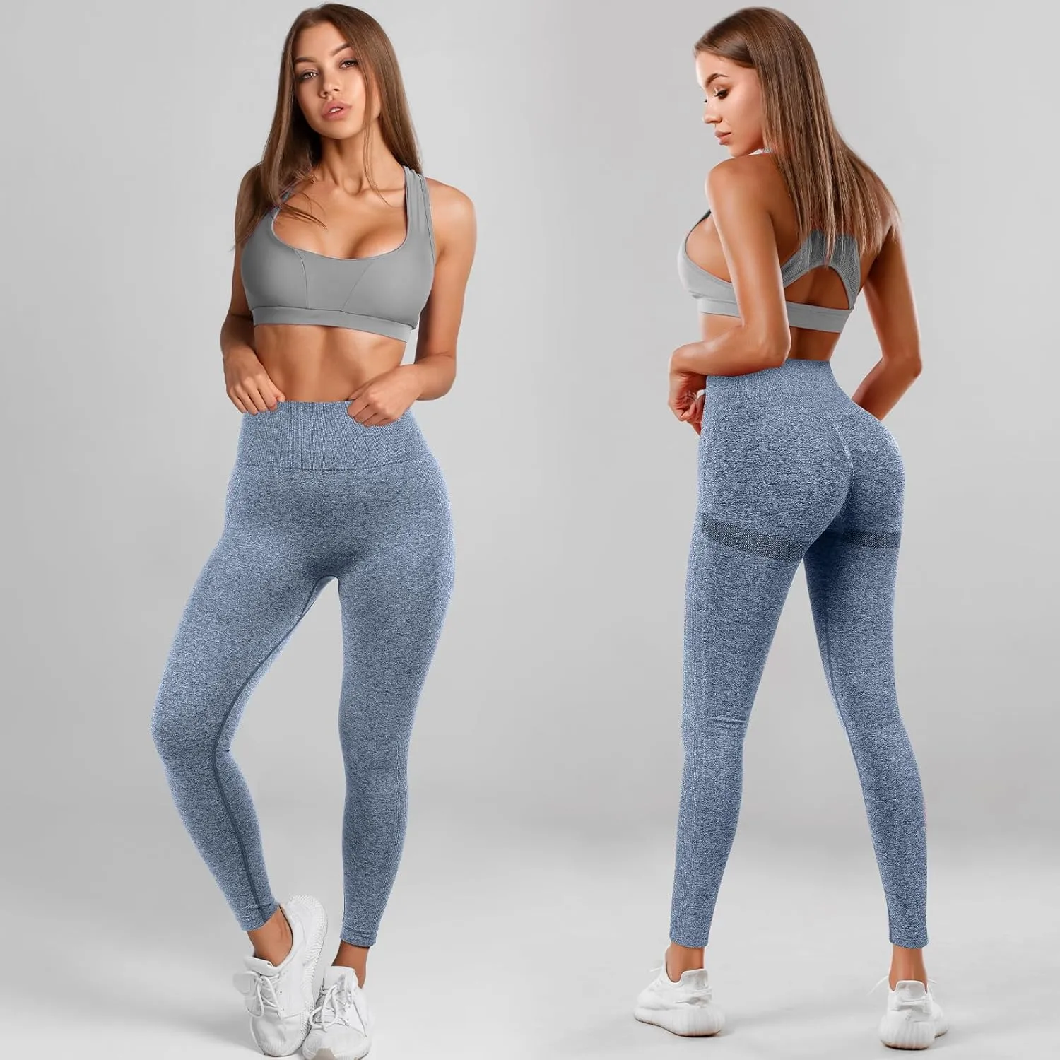 4 Pack Women Butt Lifting Workout Leggings, High Waist Seamless Gym Legging Yoga Scrunch Pants