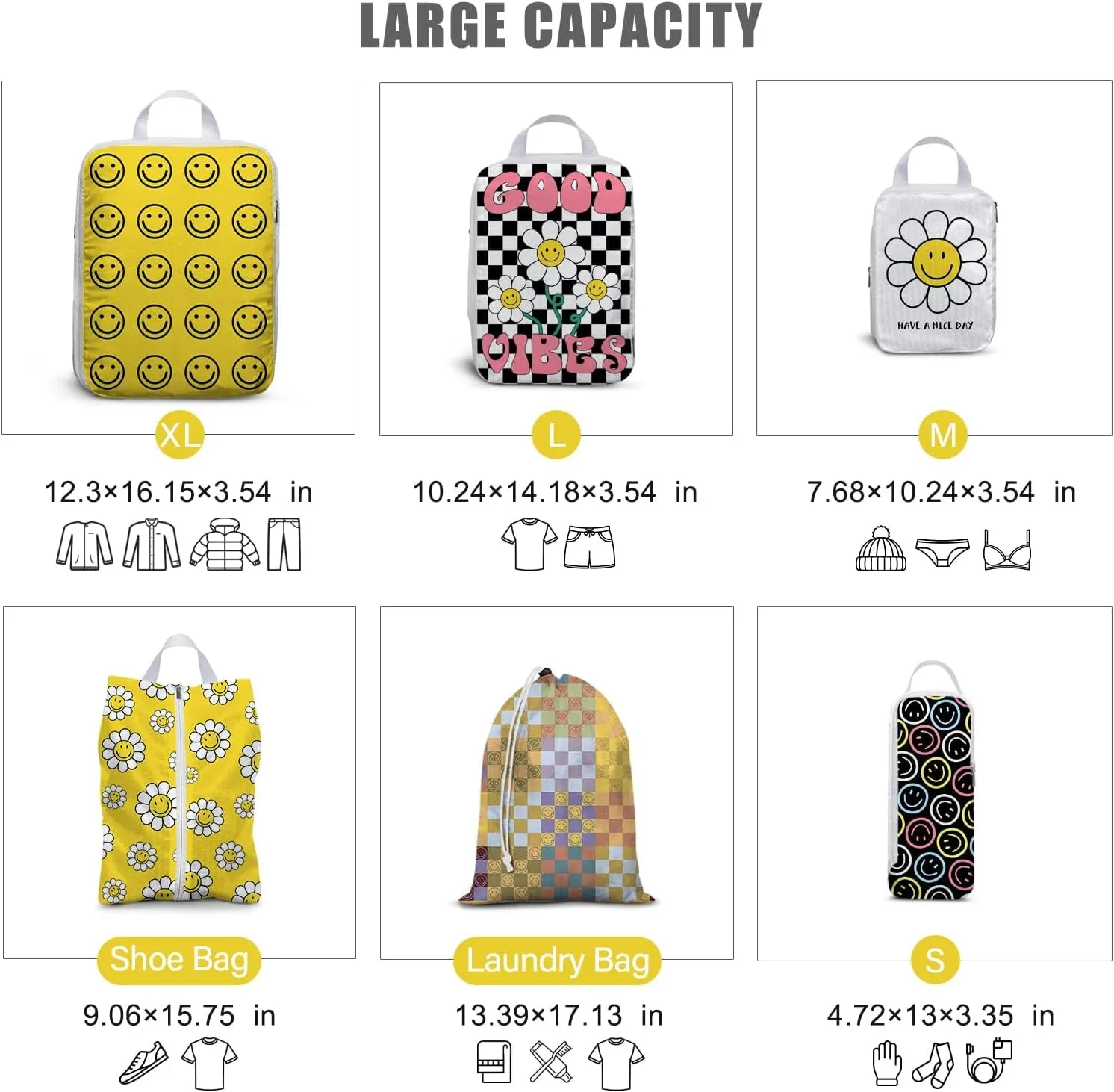 6 Set Compression Packing Cubes Compressed Storage Bags for Carry on Suitcases Packaging Luggage Bags Organizers for Travel