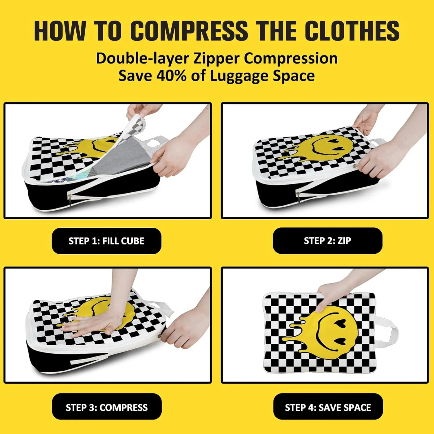 6 Set Compression Packing Cubes Compressed Storage Bags for Carry on Suitcases Packaging Luggage Bags Organizers for Travel