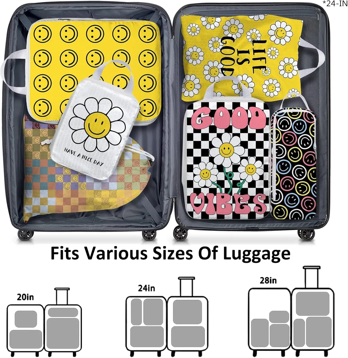 6 Set Compression Packing Cubes Compressed Storage Bags for Carry on Suitcases Packaging Luggage Bags Organizers for Travel