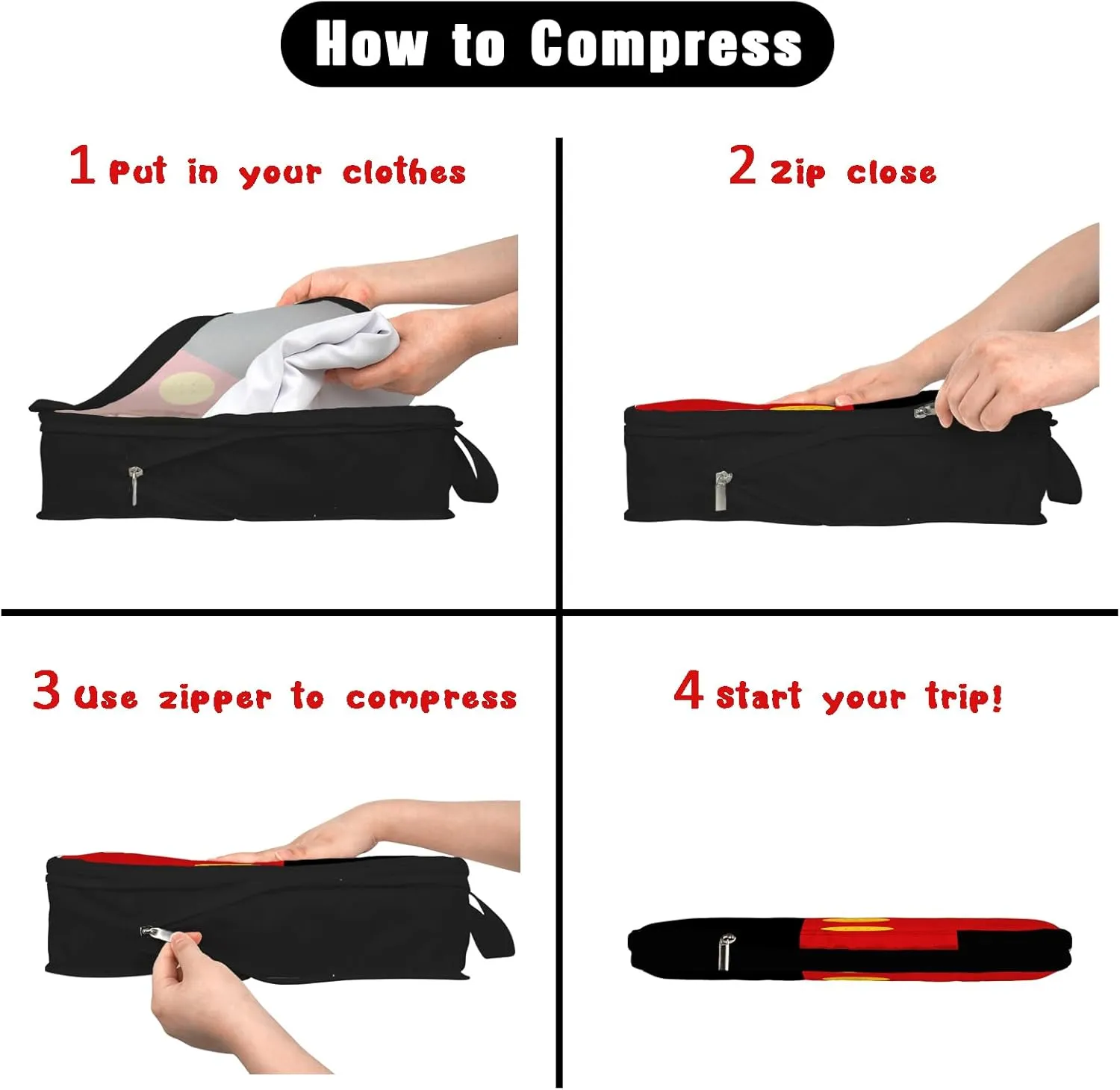 6 Set Compression Packing Cubes Compressed Storage Bags for Carry on Suitcases Packaging Luggage Bags Organizers for Travel