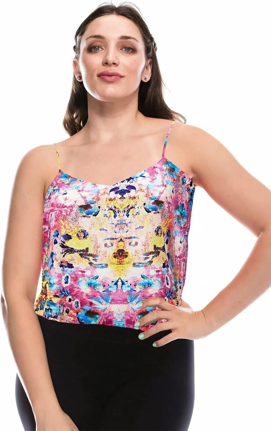 7th Element Womens Silk Satin Camisole Plus Size Tank Tops V Neck Casual Cami Sleeveless Blouses Summer Basic Tank Shirt