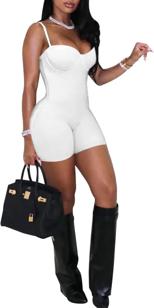 acelyn Women's Sexy Sleeveless Jumpsuits Bodycon Rompers Y2k Bodysuit Club Outfits