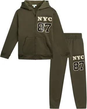 AEROPOSTALE Boys' Sweatsuit Set - 2 Piece Fleece Zip Up Hoodie Sweatshirt, Jogger Sweatpants - Track Suit Set for Boys (8-12)