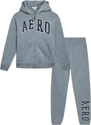 AEROPOSTALE Boys' Sweatsuit Set - 2 Piece Fleece Zip Up Hoodie Sweatshirt, Jogger Sweatpants - Track Suit Set for Boys (8-12)