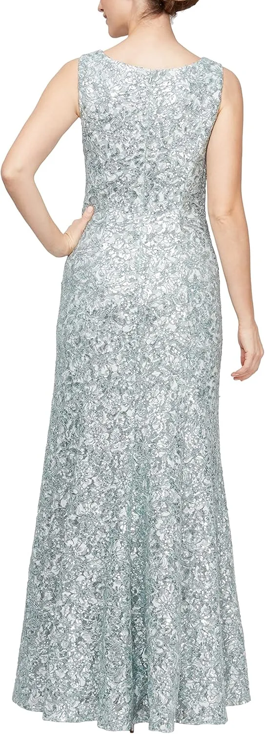 Alex Evenings Women's Long Sleeveless Mother of The Bride Dress with Shawl (Petite and Regular Sizes)