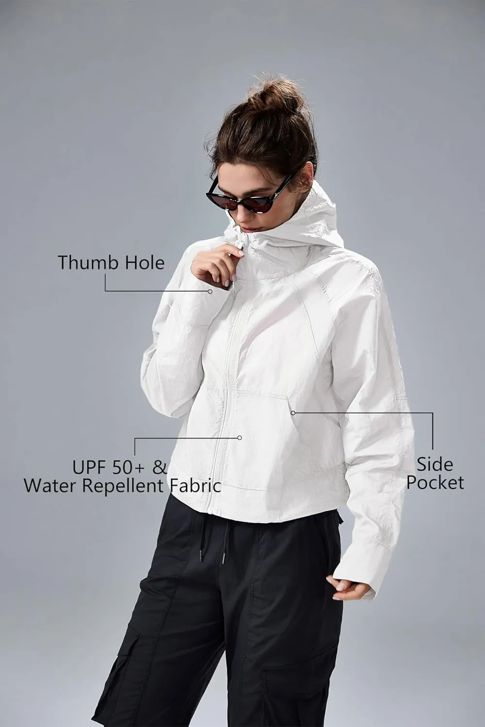 altiland UPF 50  Cool Feeling Water Repellent Raincoats for Women - Lightweight Hooded Outdoor Cycling Jacket Windbreaker