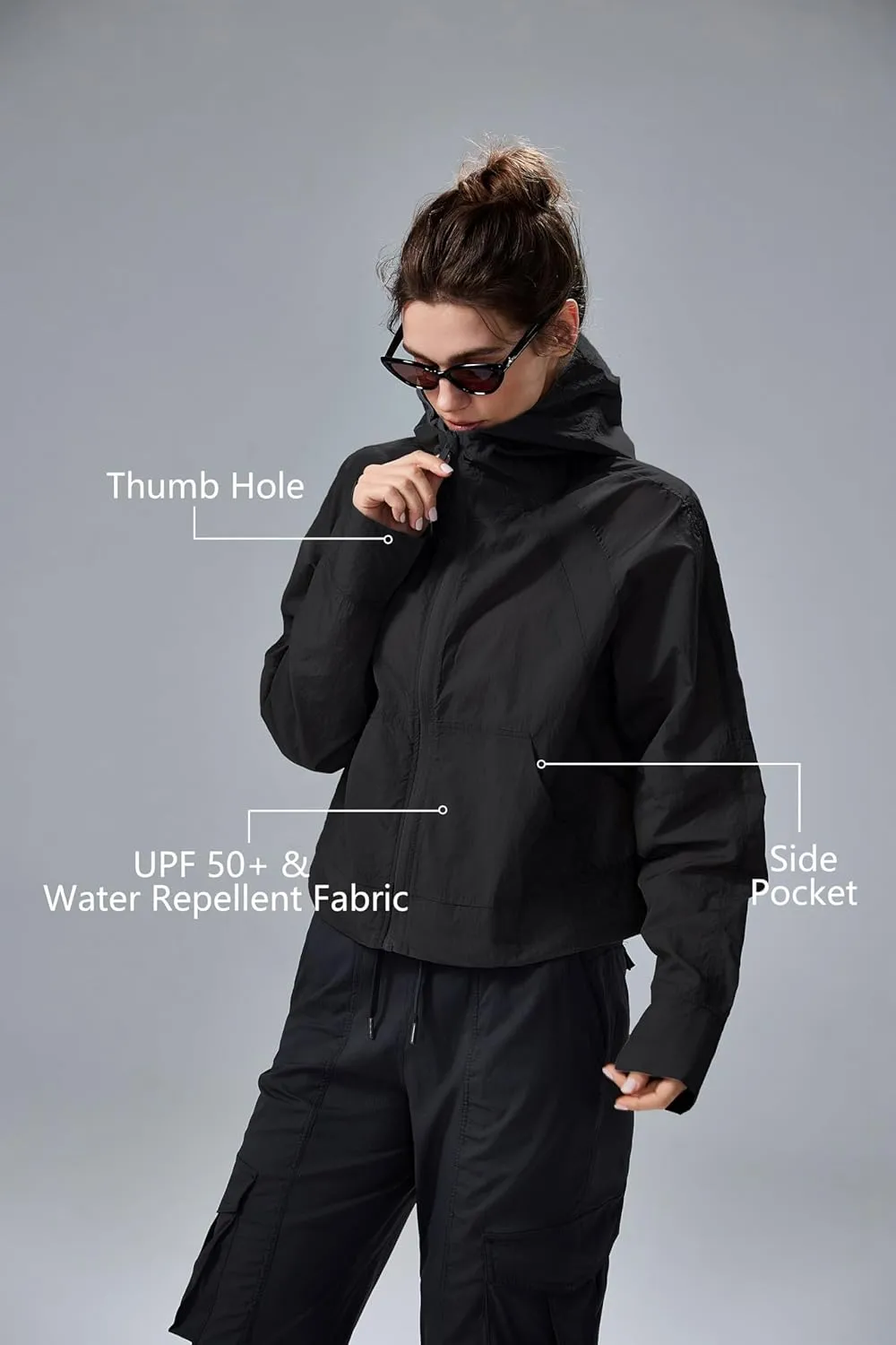 altiland UPF 50  Cool Feeling Water Repellent Raincoats for Women - Lightweight Hooded Outdoor Cycling Jacket Windbreaker