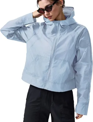 altiland UPF 50  Cool Feeling Water Repellent Raincoats for Women - Lightweight Hooded Outdoor Cycling Jacket Windbreaker