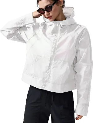 altiland UPF 50  Cool Feeling Water Repellent Raincoats for Women - Lightweight Hooded Outdoor Cycling Jacket Windbreaker
