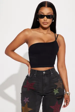 Always In My Views One Shoulder Top - Black