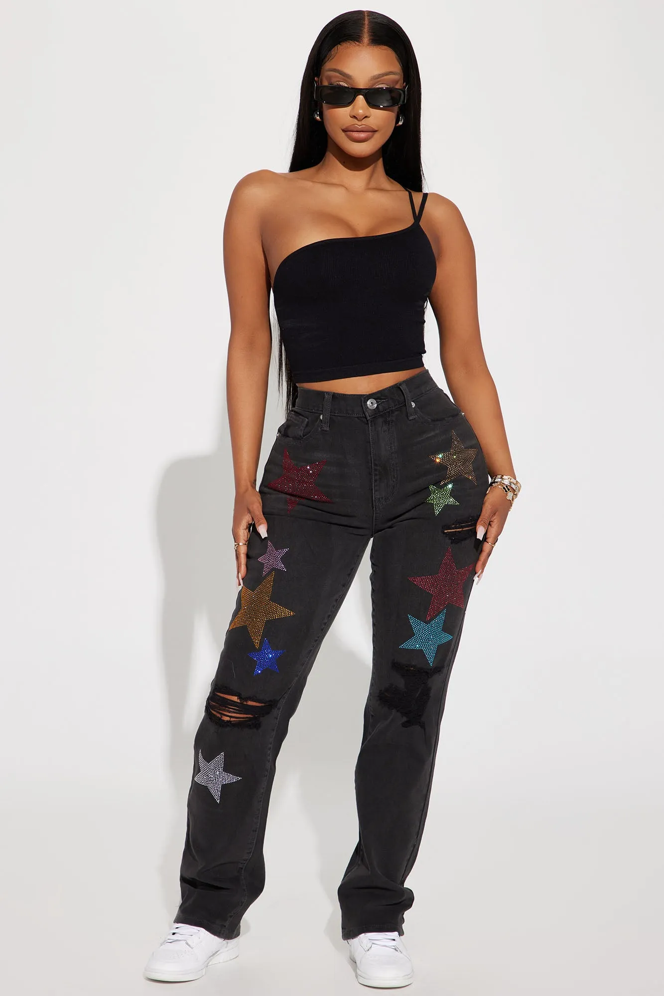 Always In My Views One Shoulder Top - Black