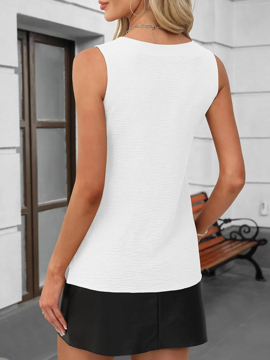 ANRABESS Tank Top for Women Dressy Casual Business Work Blouses Sleeveless V Neck Textured Tops 2025 Spring Summer Outfits