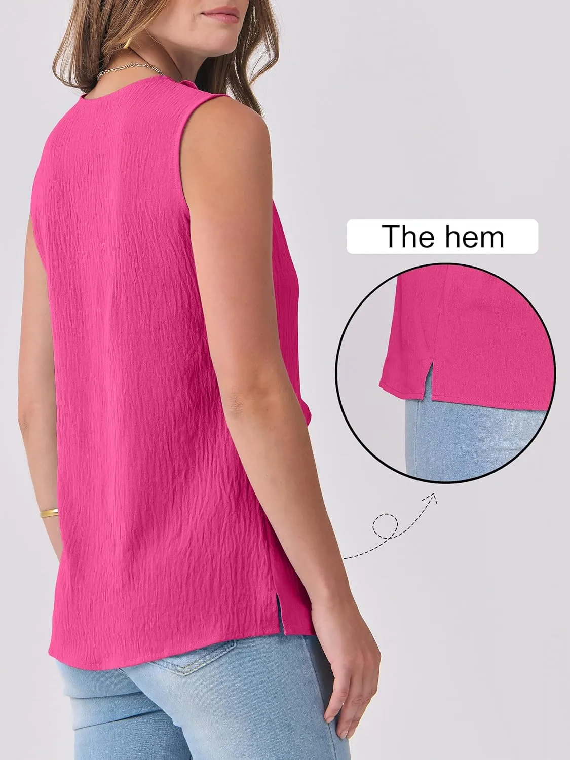 ANRABESS Womens Summer Tank Tops V Neck Sleeveless Ruffle Business Texture Shirts 2025 Ladies Casual Dressy Blouses Outfits