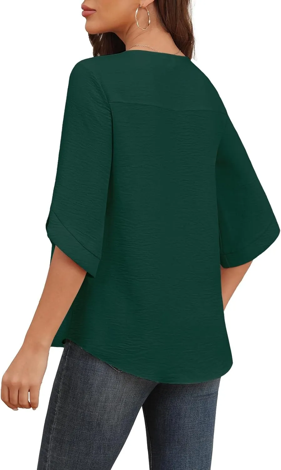 Askyes Women's 2025 Summer Chiffon Blouses Bell Short Sleeve Tshirts Casual Loose Flowy Dressy Work Tops for Leggings Blouse
