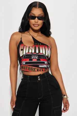 At The Finish Line One Shoulder Top - Black