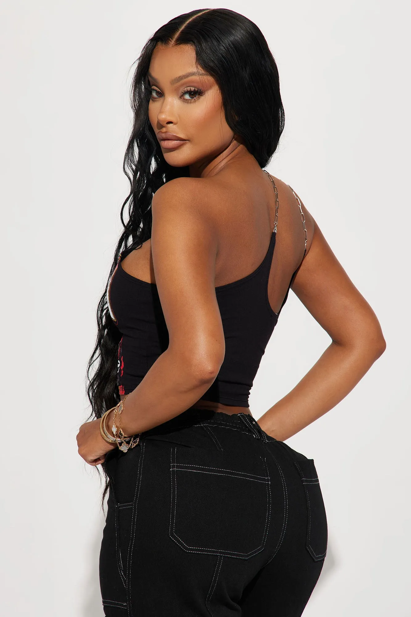 At The Finish Line One Shoulder Top - Black