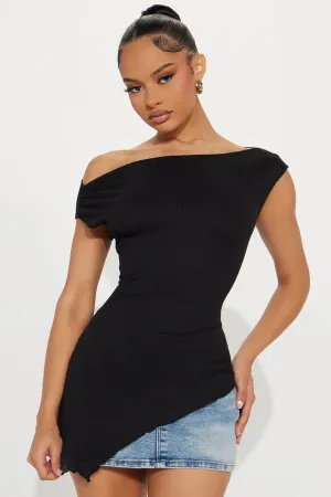 Ava One Shoulder Top - Black