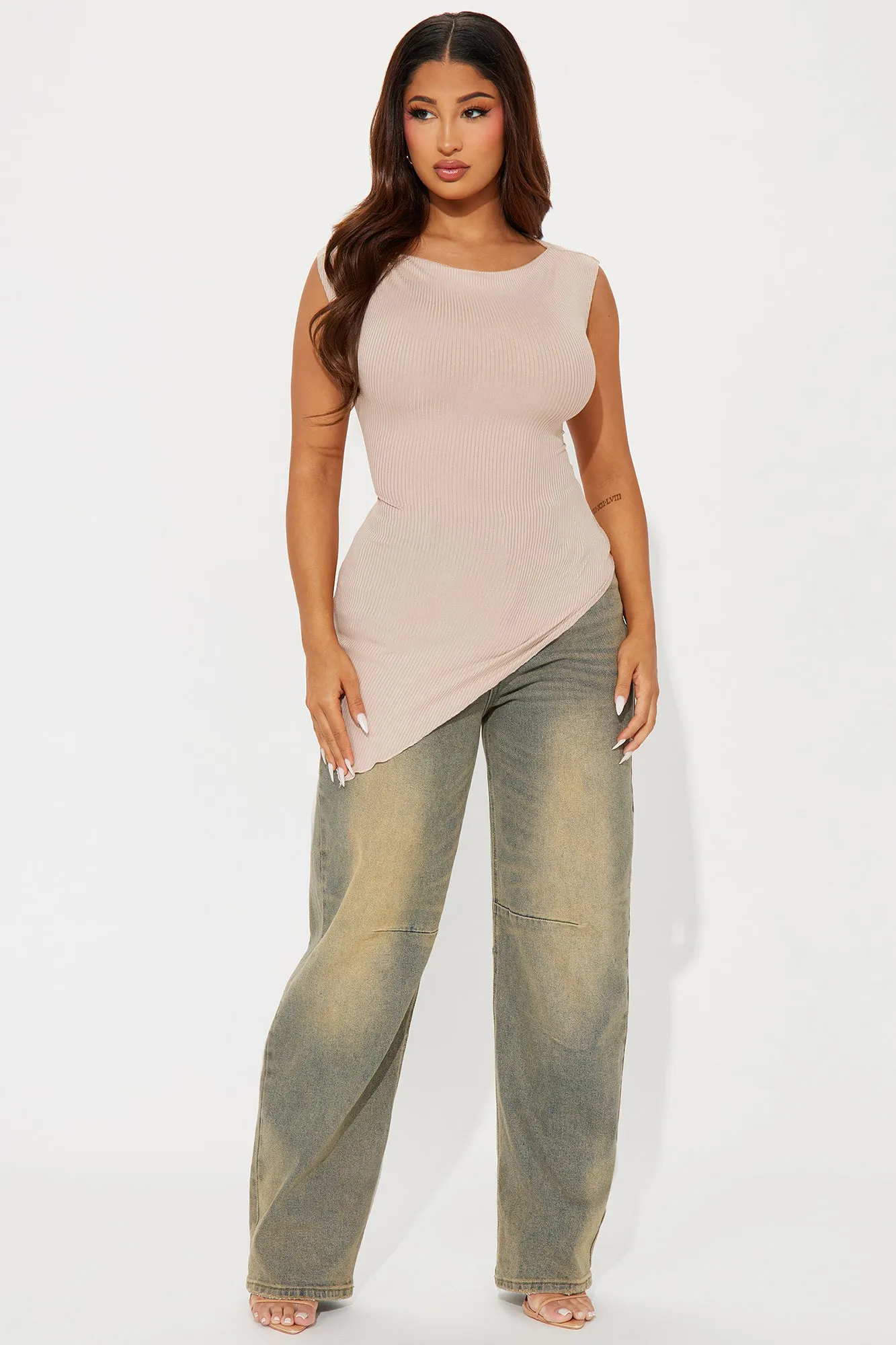 Ava One Shoulder Top - Taupe