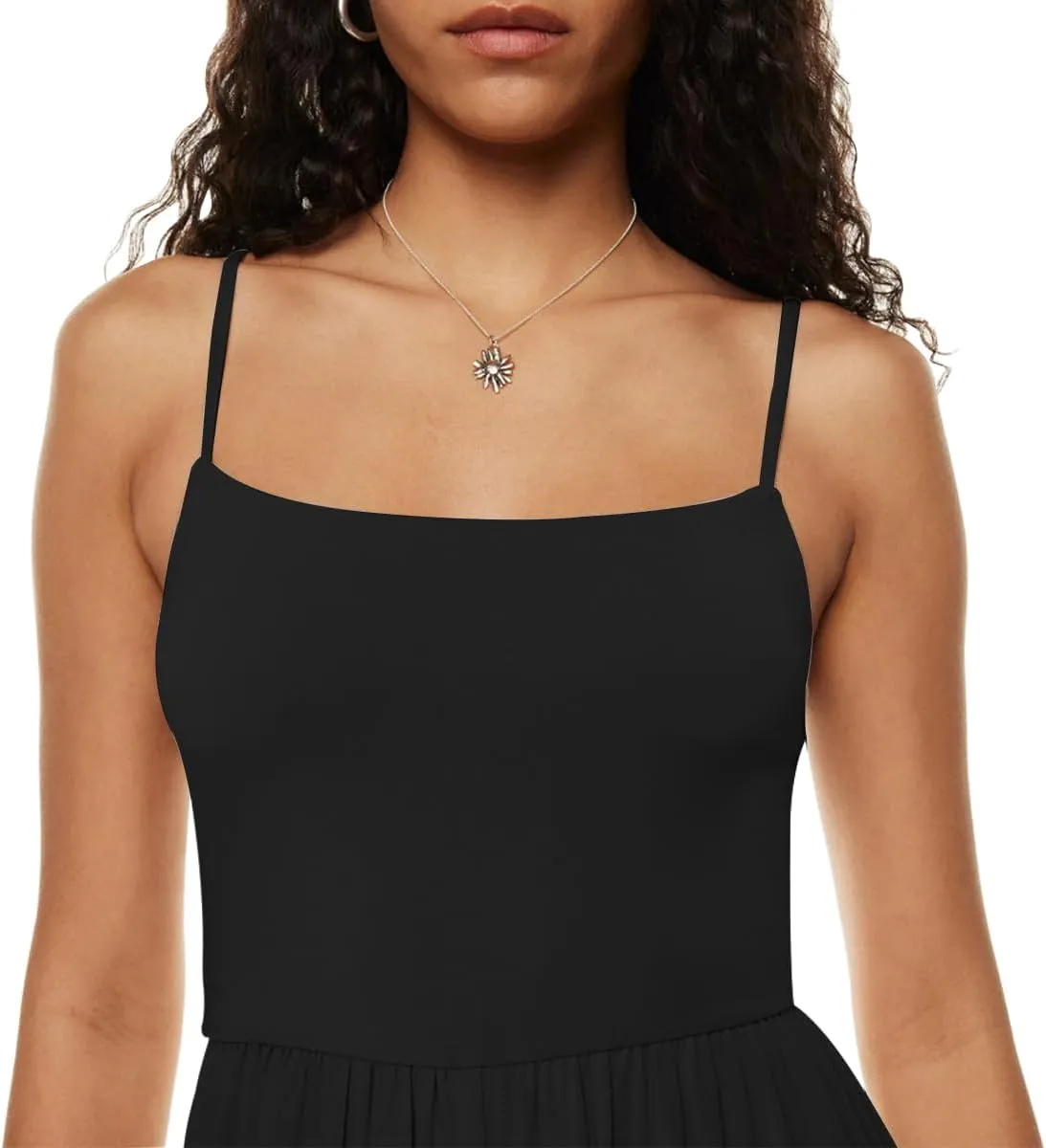 Azhong Women's Casual Loose Spaghetti Strap Scoop Neck One Piece Jumpsuit Backless High Waist Wide Leg Rompers
