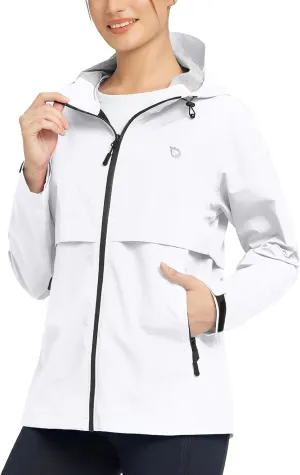BALEAF Women's Rain Jacket Waterproof Lightweight Raincoat Windbreaker Outdoor Hooded Travel