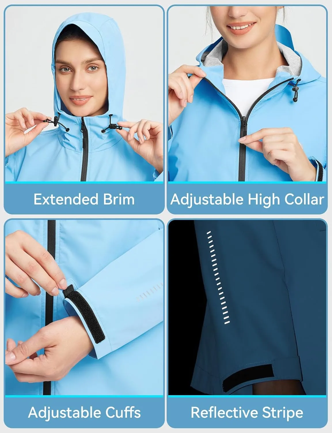 BALEAF Women's Rain Jacket Waterproof Lightweight Raincoat Windbreaker Outdoor Hooded Travel
