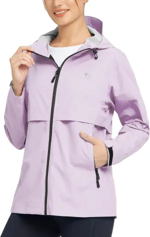 BALEAF Women's Rain Jacket Waterproof Lightweight Raincoat Windbreaker Outdoor Hooded Travel