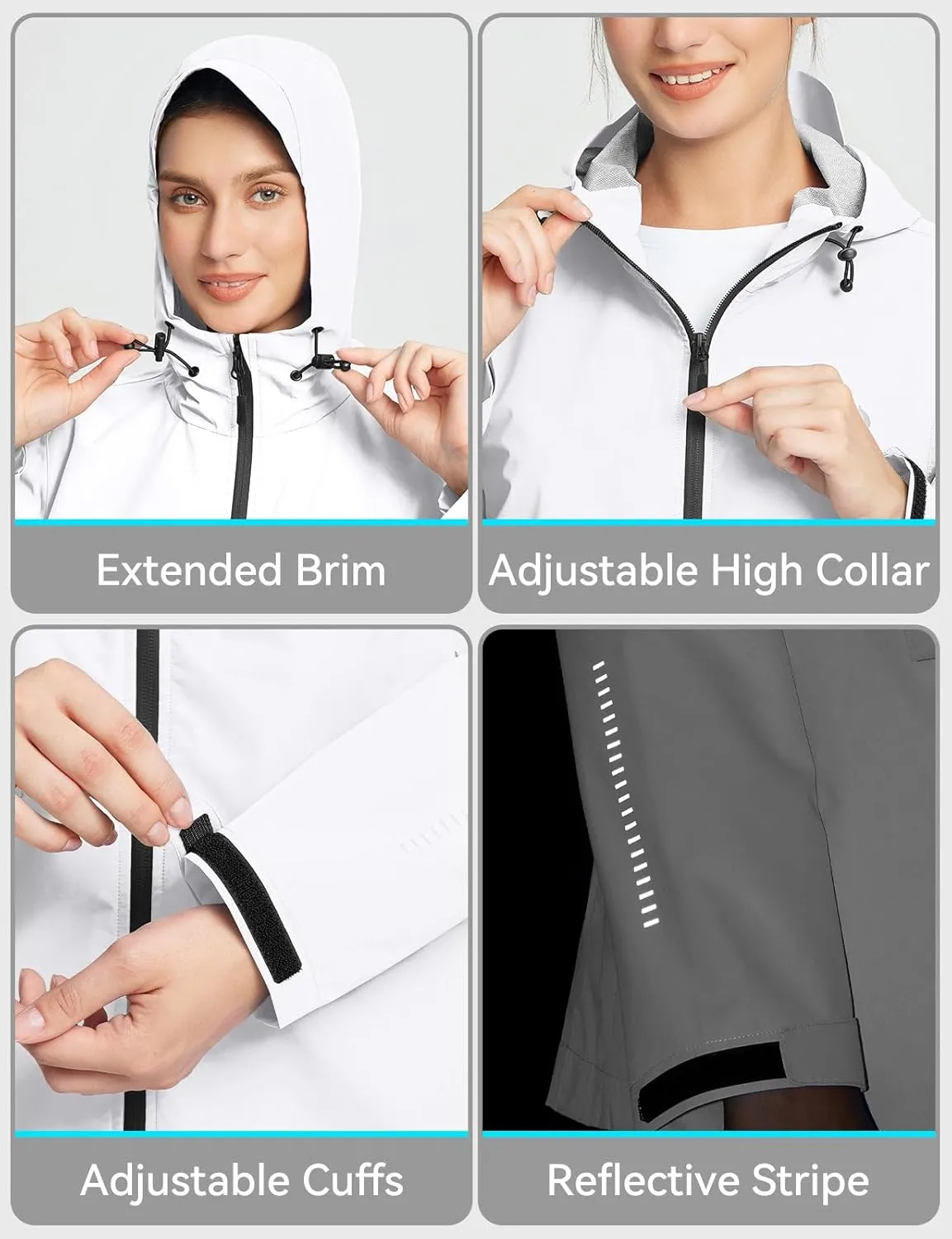 BALEAF Women's Rain Jacket Waterproof Lightweight Raincoat Windbreaker Outdoor Hooded Travel