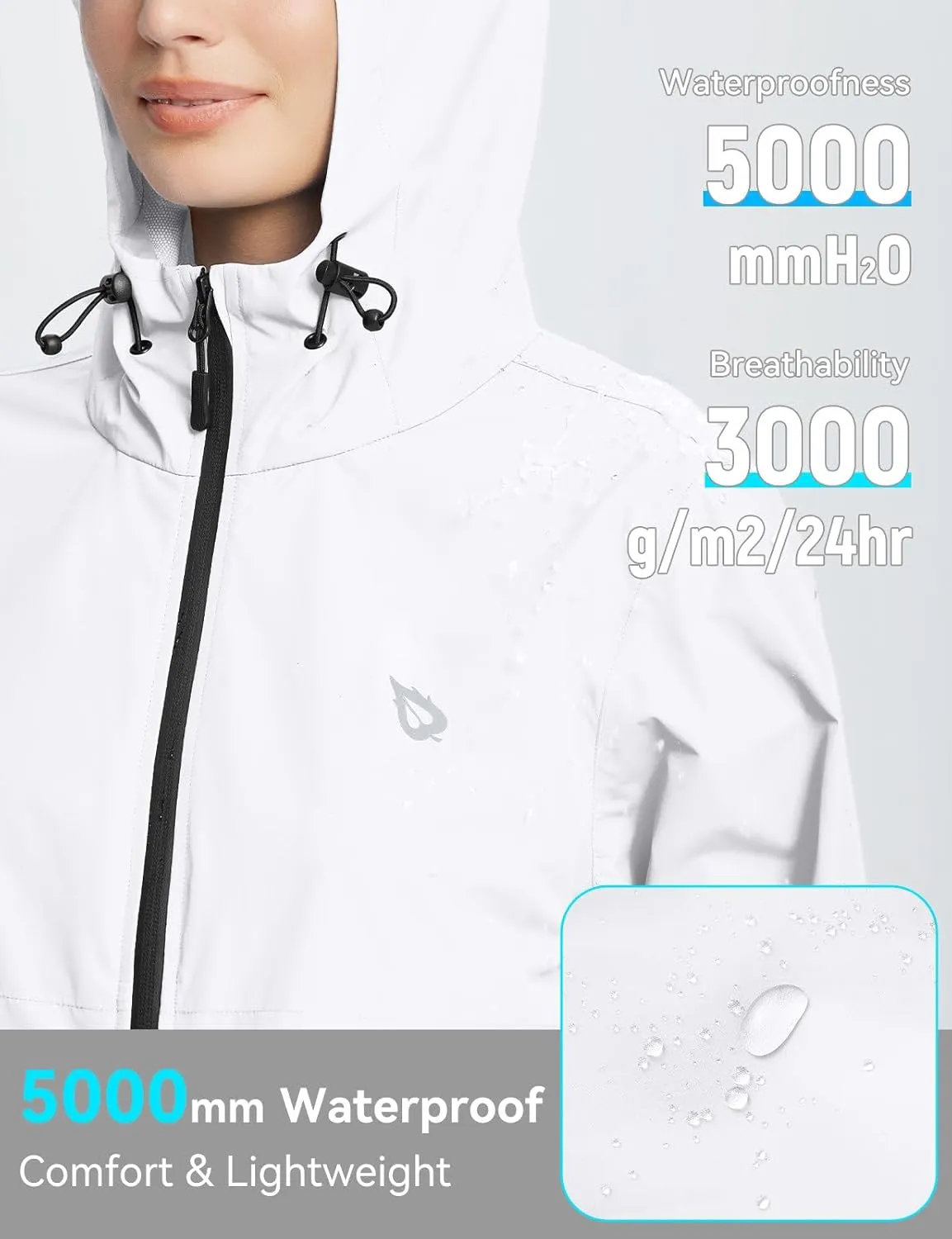 BALEAF Women's Rain Jacket Waterproof Lightweight Raincoat Windbreaker Outdoor Hooded Travel
