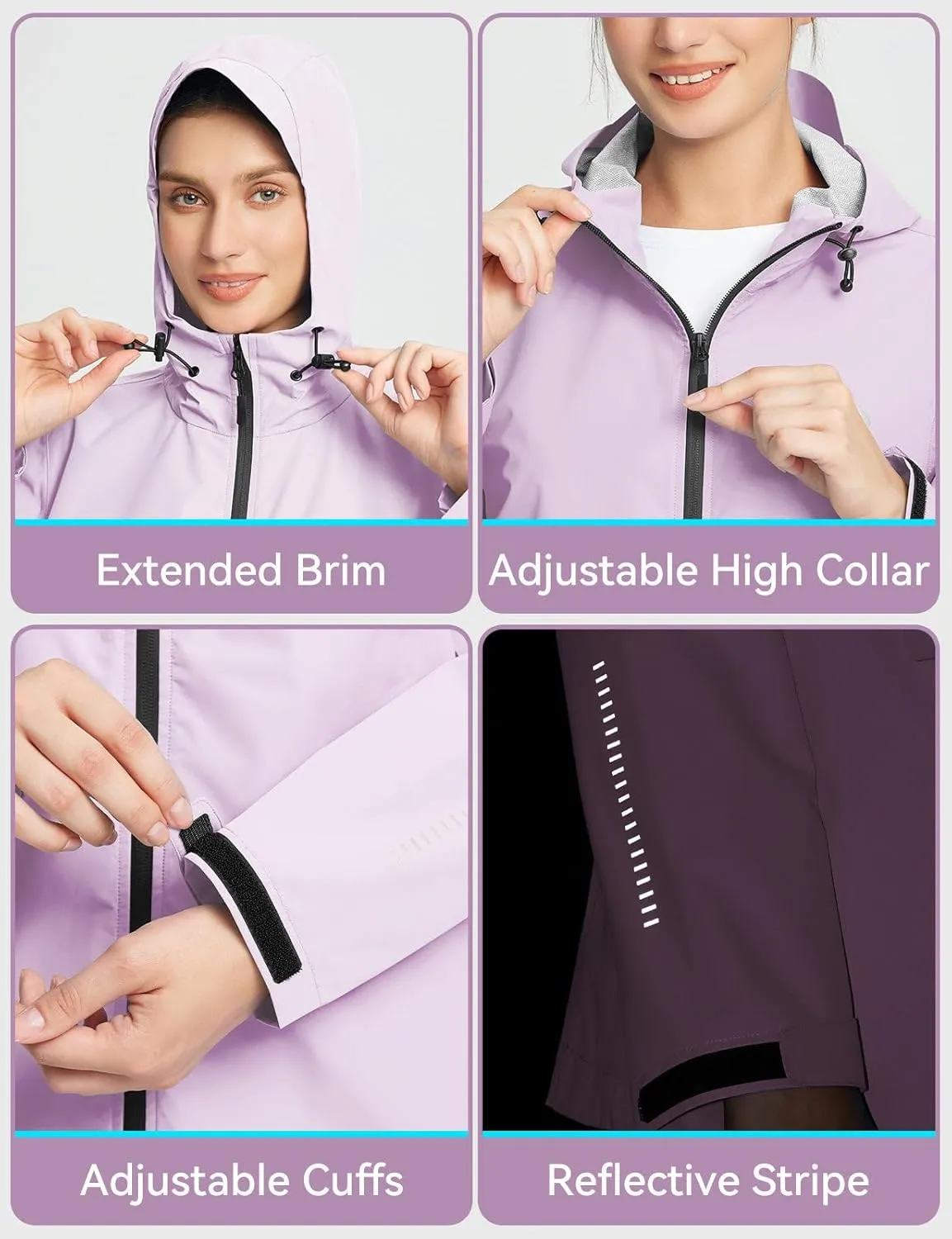 BALEAF Women's Rain Jacket Waterproof Lightweight Raincoat Windbreaker Outdoor Hooded Travel