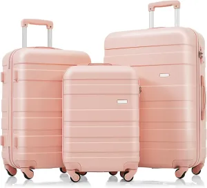 Bed Bath & Beyond Pink ABS Hardshell Luggage Hardside Lightweight Durable Suitcase Sets Spinner Wheels Trunks